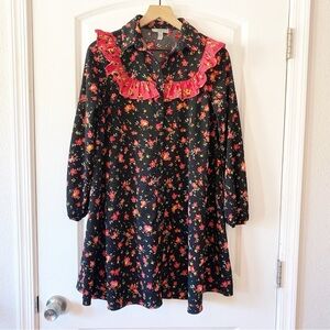 ASOS Floral Ruffle Button Front Shirt Dress Cottagecore